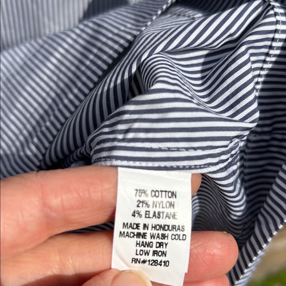 ANN MASHBURN Soleil Blue and White Pinstripe Short-Sleeve Popover Shirt Small - Picture 6 of 10